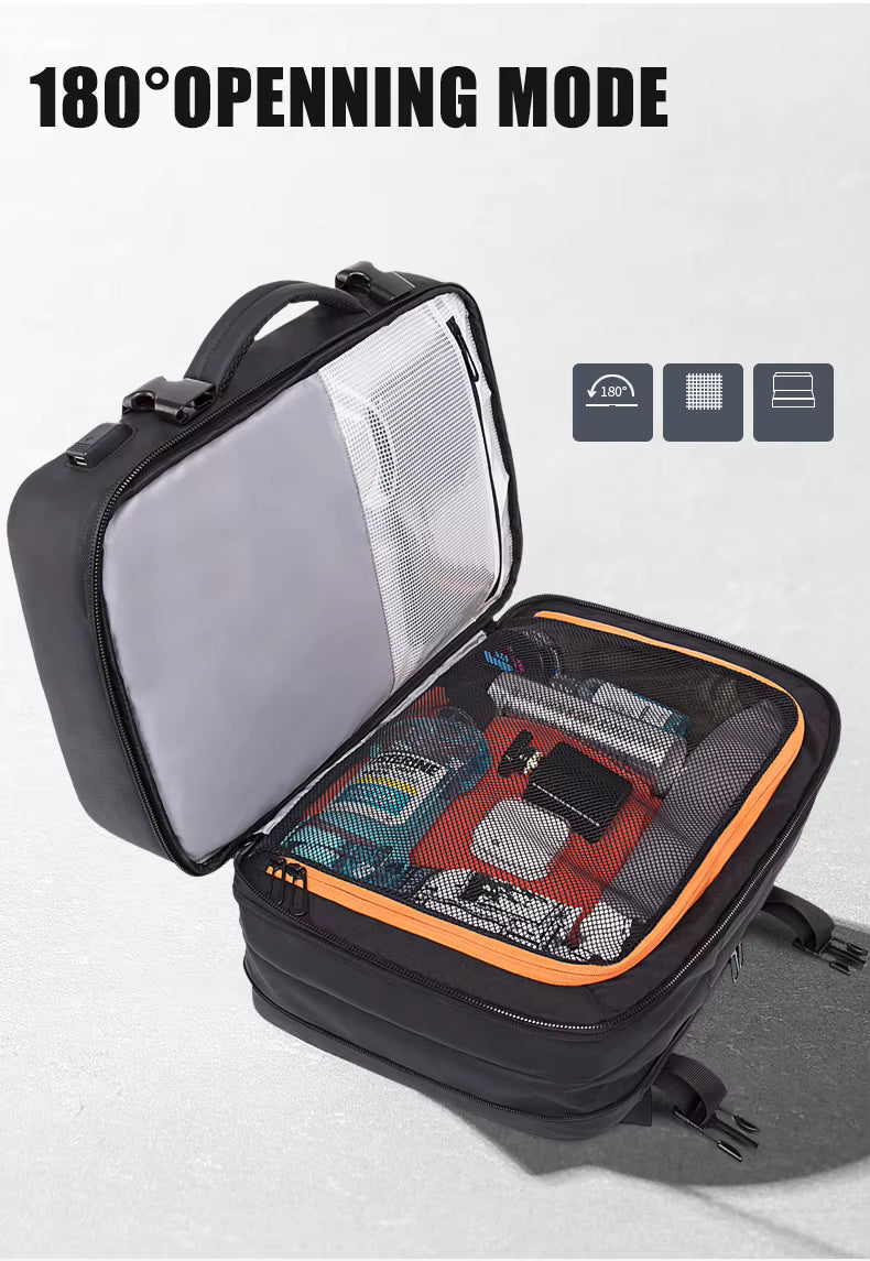 Sac a dos de voyage extensible avec port usb étanche et de grande capacité